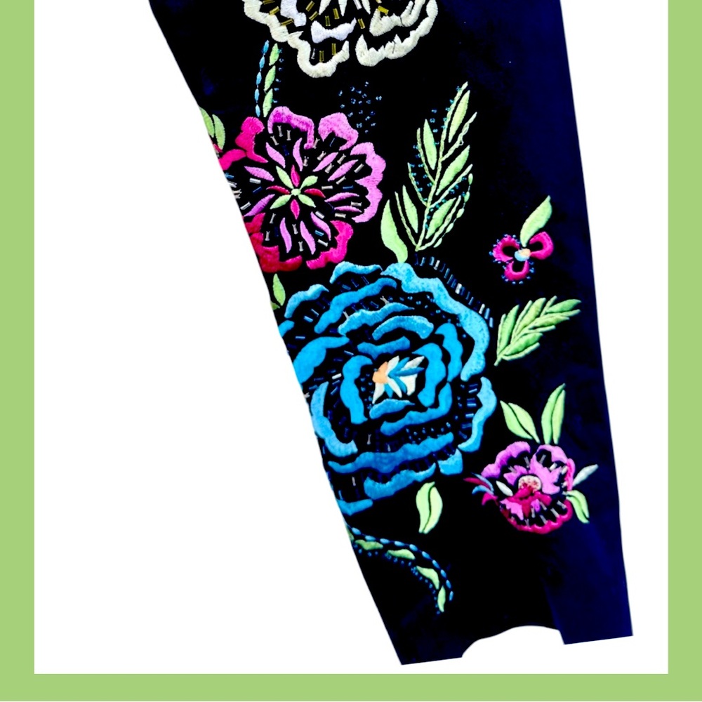 Cache Size 2 Black Embroidered Pants Y2K Hip Vintage 90’s - Picture 7 of 11